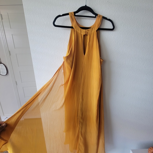 Elegant Yellow Gold Sleeveless Dress Plus Size 1X - Picture 5 of 8